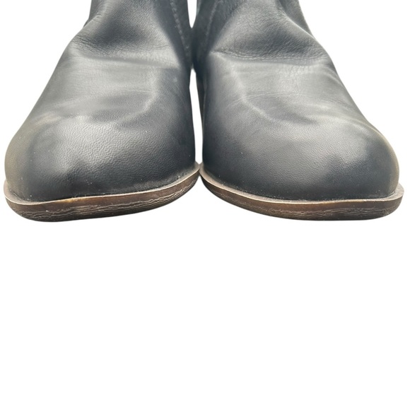 Lucky Brand Belgon Ankle Boots 11 Black Leather Suede Cutouts Pull On - Picture 7 of 14